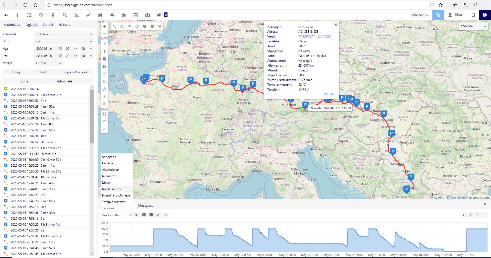 Historia e levizjes me GPS
